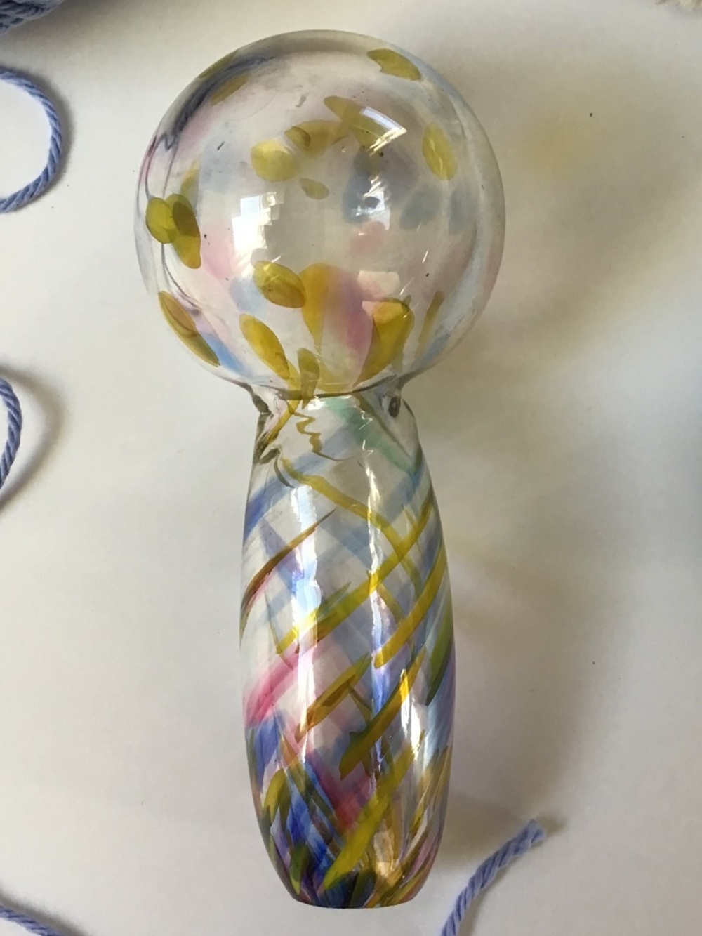 Antique Glass Darning Mushroom Sock Darner Spatter Art Hand-Blown Whimsy